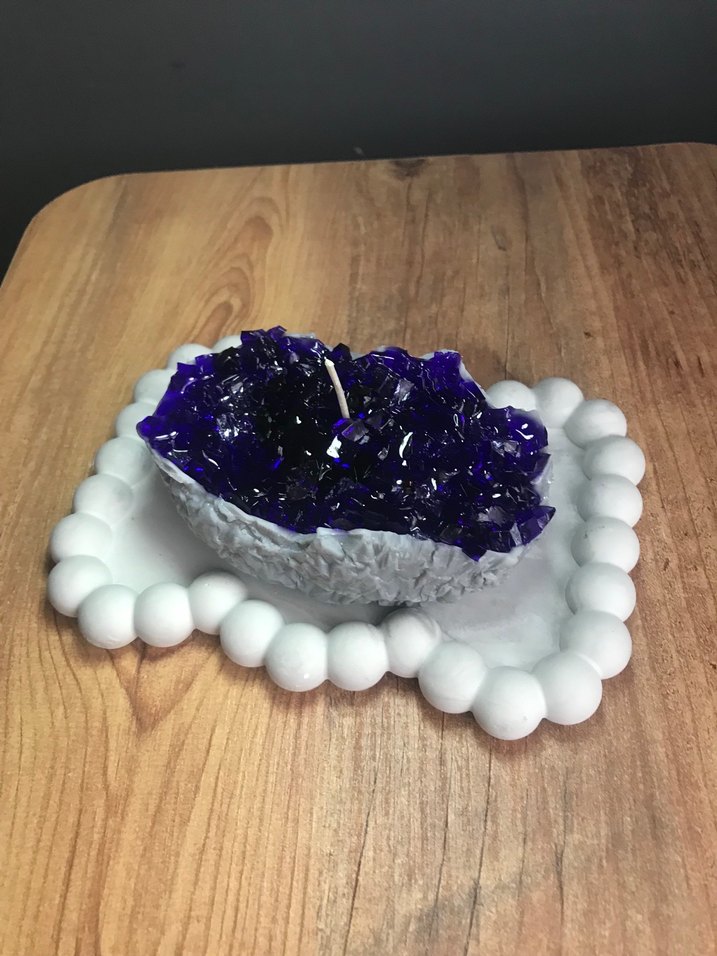 Mor Kristal Görünümlü Mum - Görsel 2