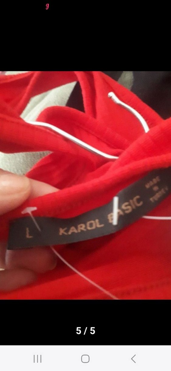 Kırmızı V Yakalı Uzun İnce fitili likrali Elbise - Görsel 3