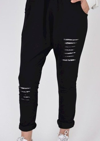 İtalyan Siyah Rahat Kesim Kadın Pantolon - Görsel 2