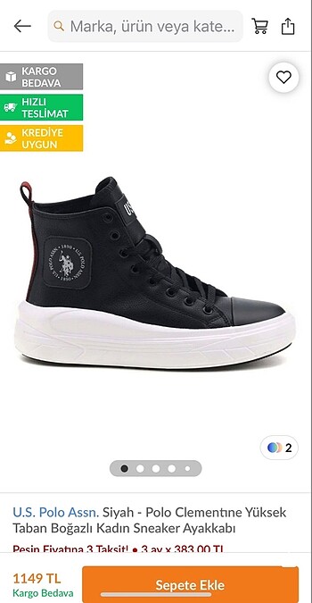 Polo Boğazlı Sneaker Ayakkabı