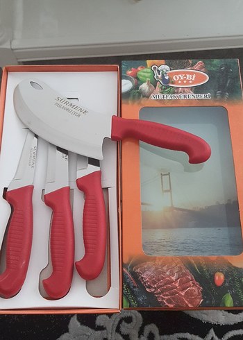 Kırmızı Saplı Renkli Bıçak Seti