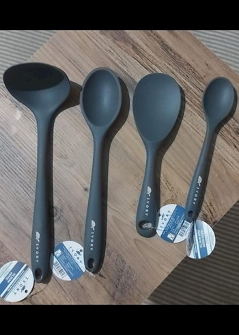 Gri Silikon Mutfak Kaşıkları Seti