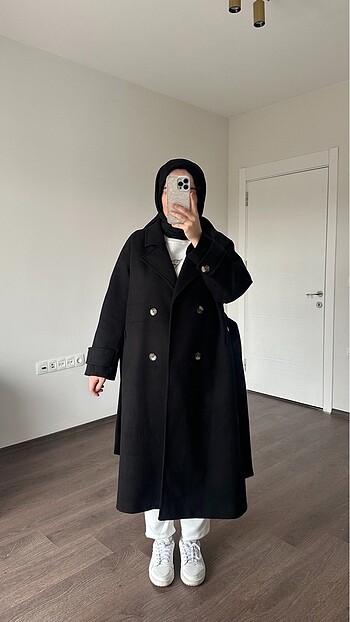 universal Beden siyah Renk Premium kaşe kaban standart oversize