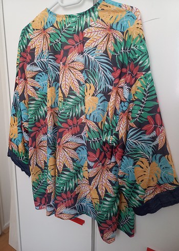 m Beden Çiçek Palmiye Desenli Bohem Kadın Kimono