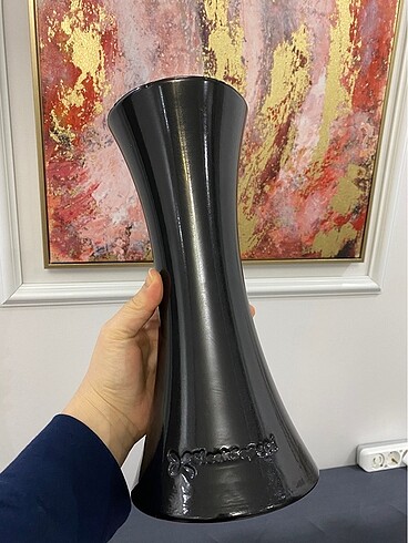 Cam boyalı vazo siyah