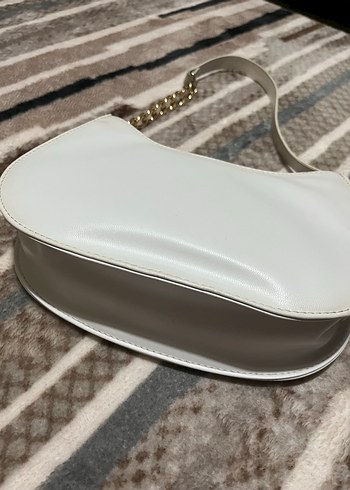 Beyaz Deri Kadın Omuz Çantası - Görsel 3