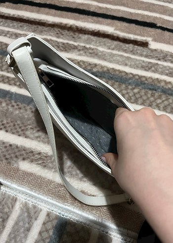 Beyaz Deri Kadın Omuz Çantası - Görsel 6