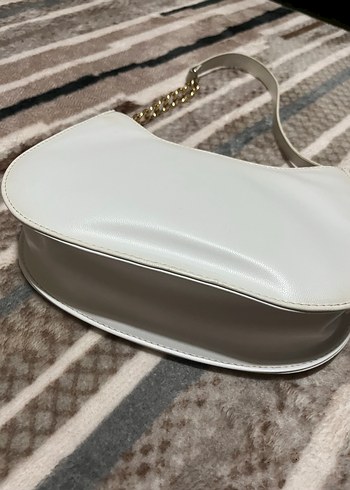 Beyaz Deri Kadın Omuz Çantası - Görsel 2