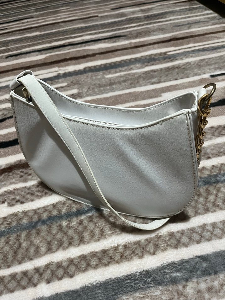 Beyaz Deri Kadın Omuz Çantası - Görsel 5
