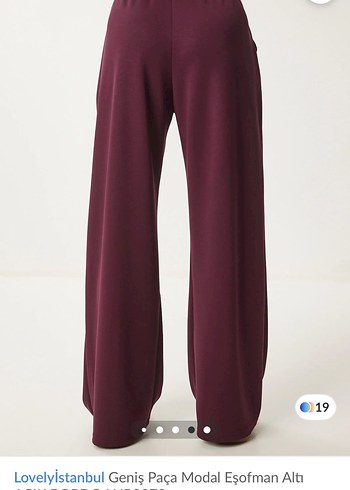 Bordo Geniş Paça Eşofman Altı - Görsel 3