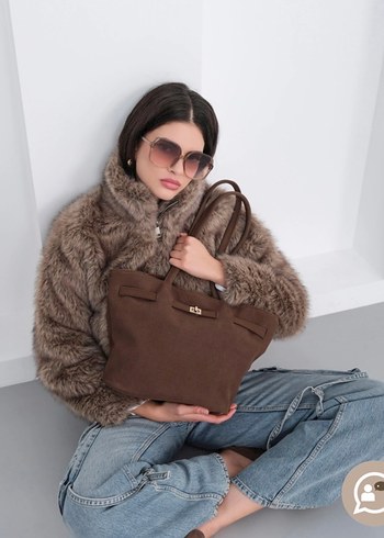 Kadın Bej Süet Kemerli Omuz Çantası - Görsel 2