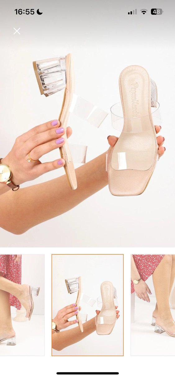 Şeffaf Bantlı Topuklu Terlik - Görsel 3