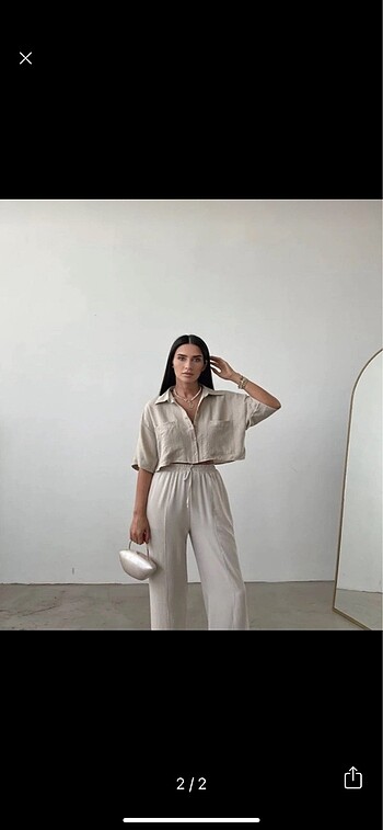 Dökümlü Crop Gömlek - Görsel 2