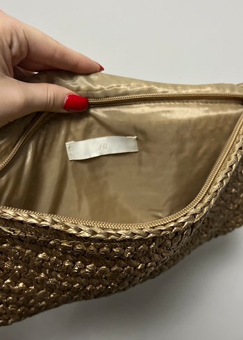 H&M Zincir Detaylı Örgü Kadın Portföy Çanta gold