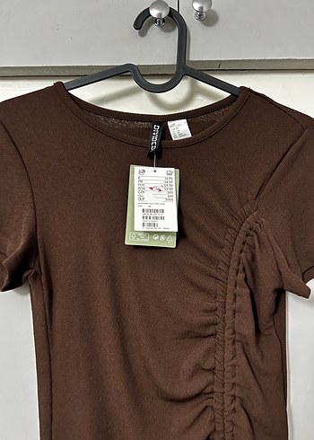 H&M Kahverengi Drapeli Midi Elbise h&m