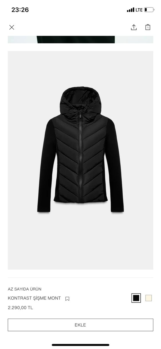 Siyah Fermuarlı Yüksek Yakalı Kadın Ceket - Görsel 2