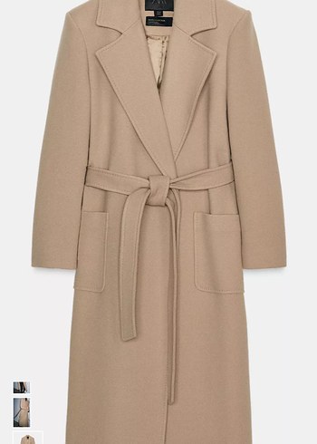 Camel Rengi Kadın Kemerli Yün Kaban - Görsel 3