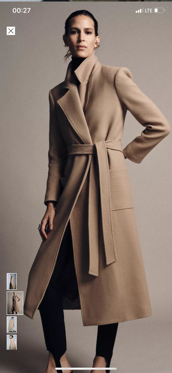 Camel Rengi Kadın Kemerli Yün Kaban - Görsel 2