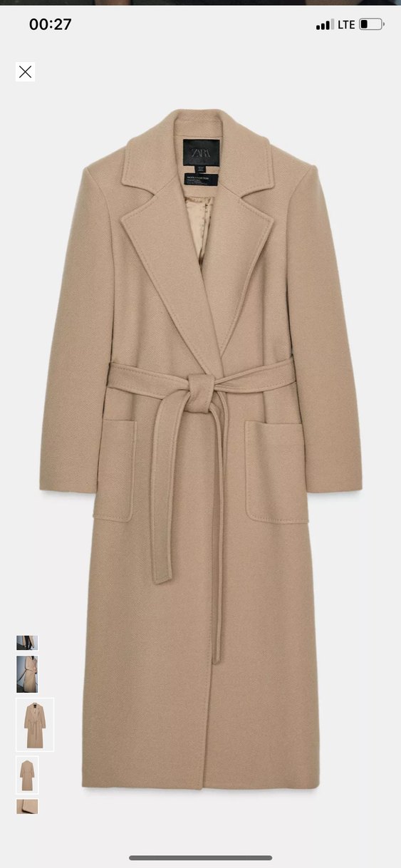 Camel Rengi Kadın Kemerli Yün Kaban - Görsel 3