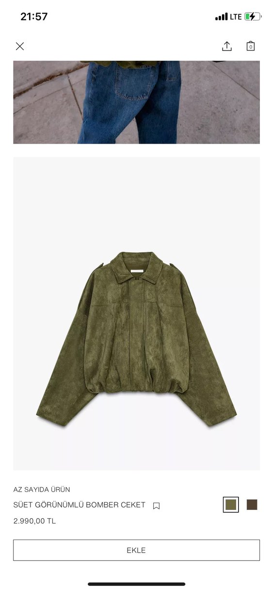 Kadın  Süet Haki Ceket - Görsel 2