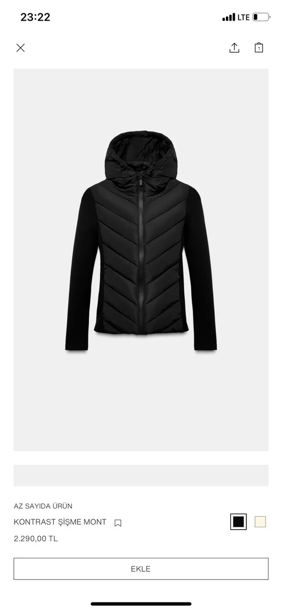 Fermuarlı Siyah Kadın Mont - Zara - Görsel 2