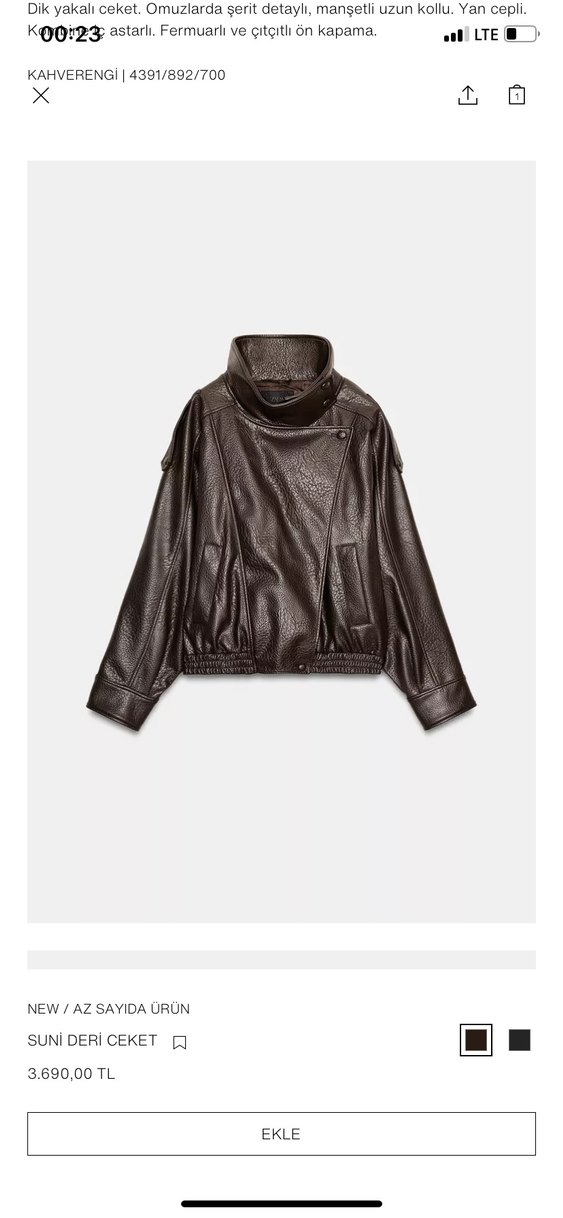 Kahverengi Deri Kadın Ceket - Görsel 2