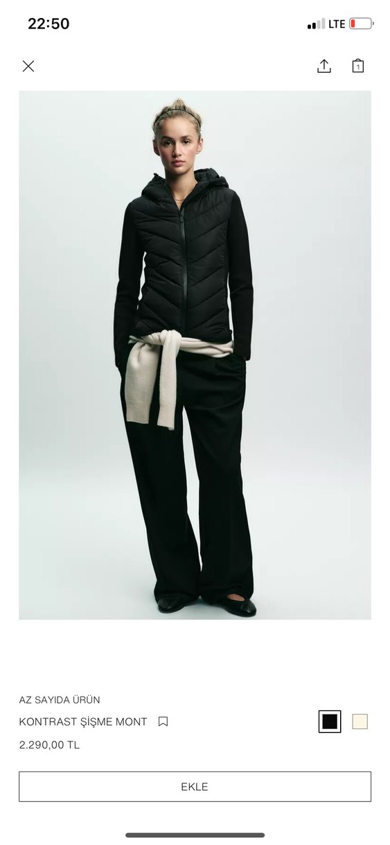 Kadın Siyah Kapüşonlu Fermuarlı Ceket - Görsel 2