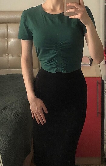 Zara Zara tshirt zümrüt yeşili