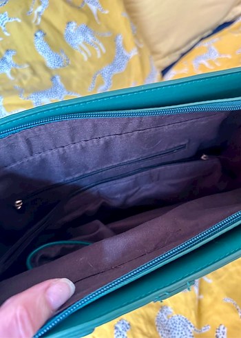 Yeşil Deri Moschino Fermuarlı Çanta - Görsel 5