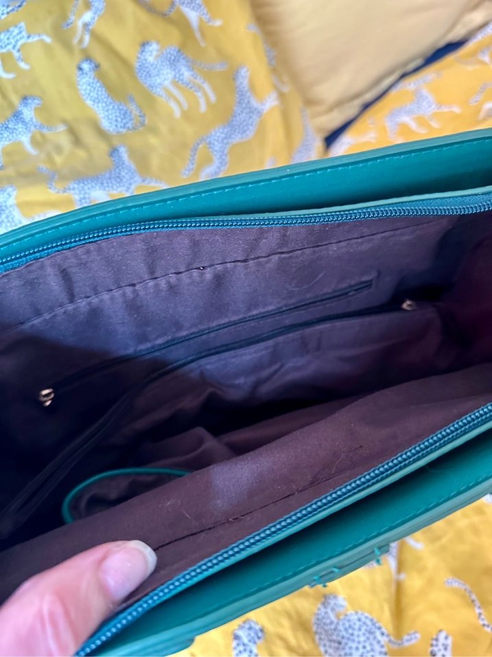 Yeşil Deri Moschino Fermuarlı Çanta - Görsel 5