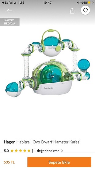 Habitrail hamster yaşam alanı + şeffaf top