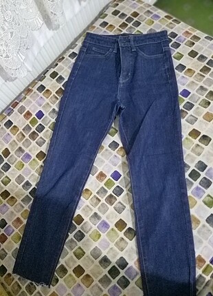 Yuksek bel Koyu renk skinny jean