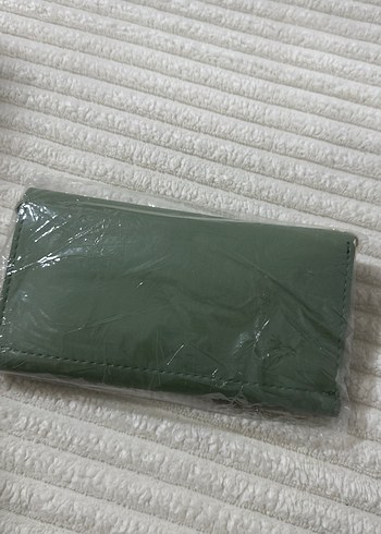 Gri Yeşil Deri Fermuarlı Kadın Cüzdanı - Görsel 2