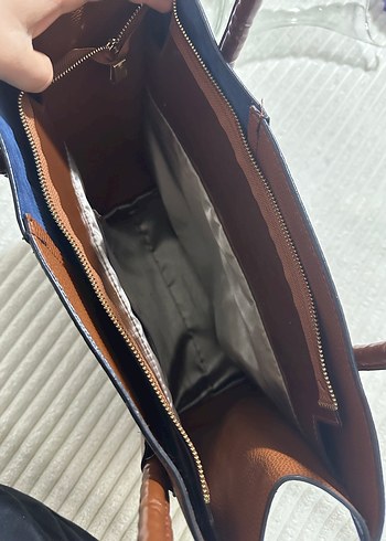 Klasik Şıklıkta Mavi-Taba Kadın Süet Çanta - Görsel 5