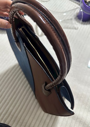 Klasik Şıklıkta Mavi-Taba Kadın Süet Çanta - Görsel 7