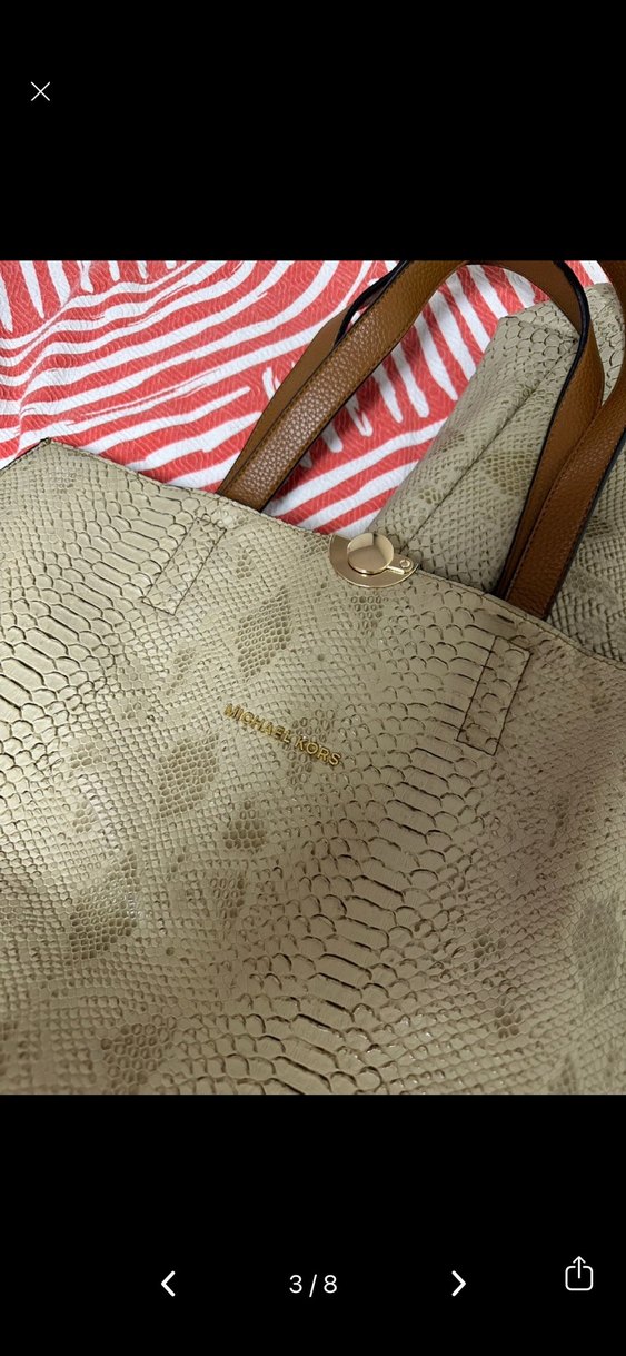 Kahverengi Yılan Derisi Desenli Kadın Çanta - Görsel 3