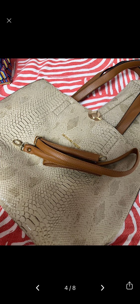 Kahverengi Yılan Derisi Desenli Kadın Çanta - Görsel 4