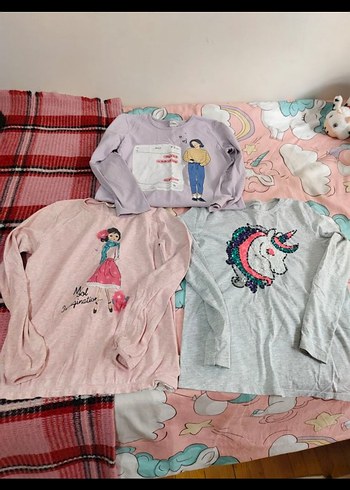 Beyaz Baskılı Uzun Kollu Kız Gömlek - Görsel 2