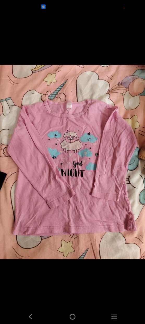 Beyaz Baskılı Uzun Kollu Kız Gömlek - Görsel 4