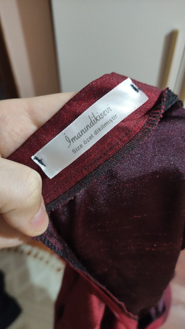 Bordo Uzun Kol Detaylı Kemerli Elbise - Görsel 5