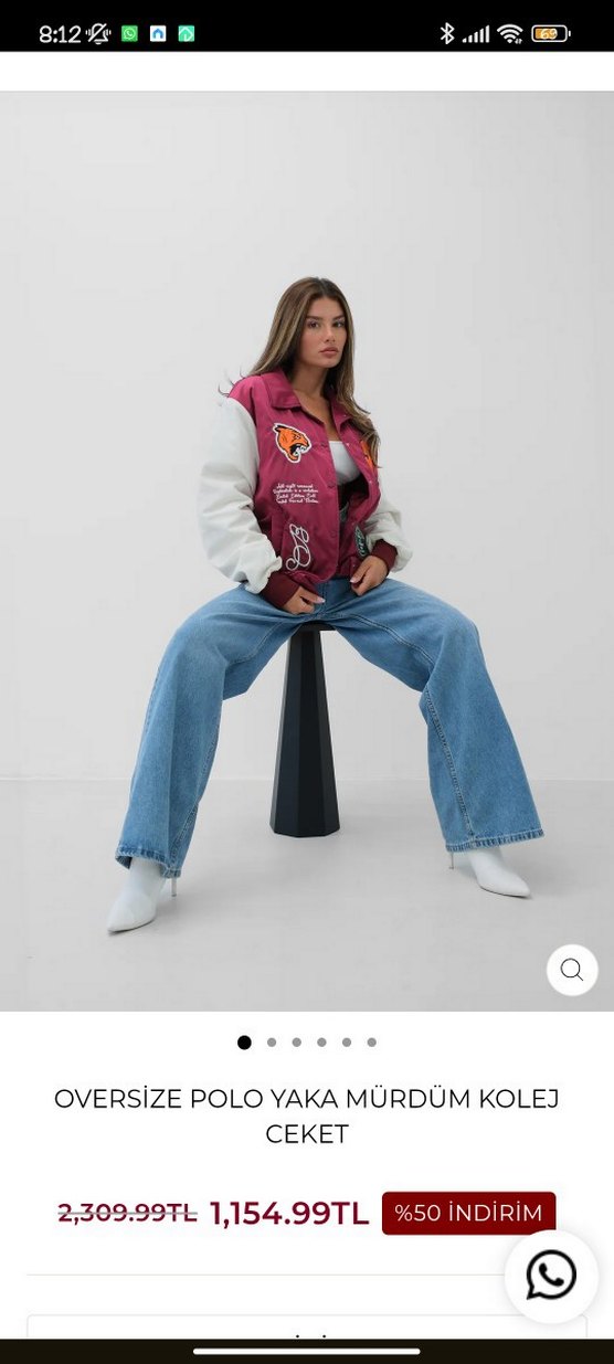 Bordo Baskılı Uzun Kollu Bomber Ceket - Görsel 4