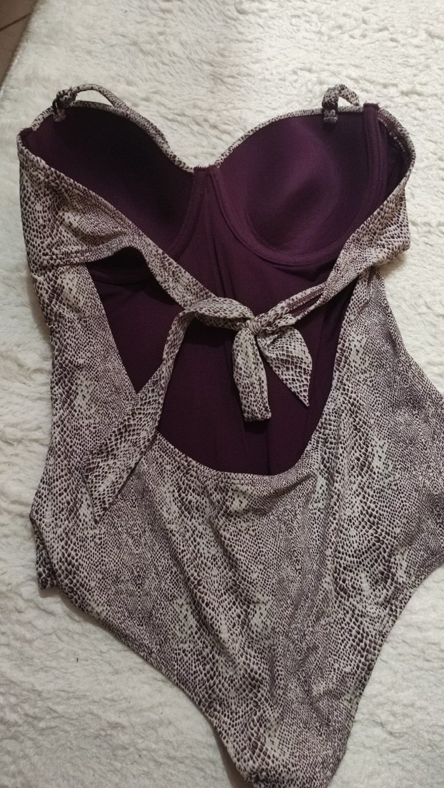 Yılan Desenli Dantelli Strappy Mayo - Görsel 2