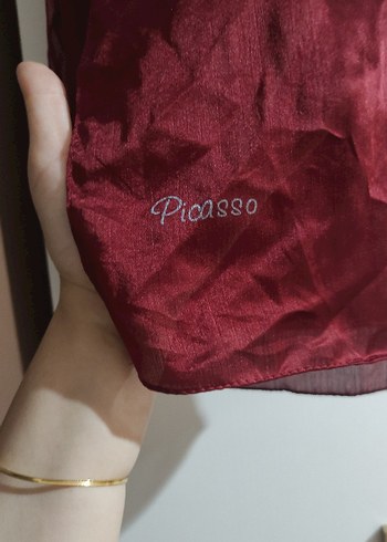 Bordo Parlak Kadın Şal - Görsel 2