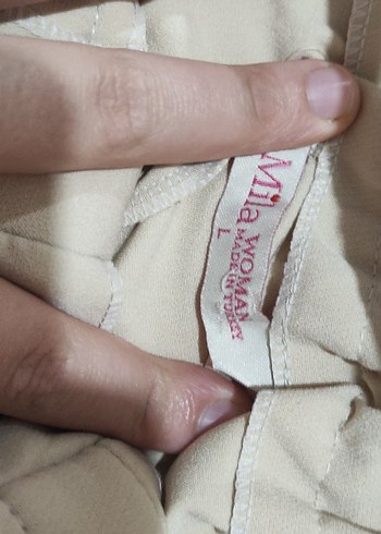 Bej Keten Kadın Kumaş Pantolon - Görsel 2