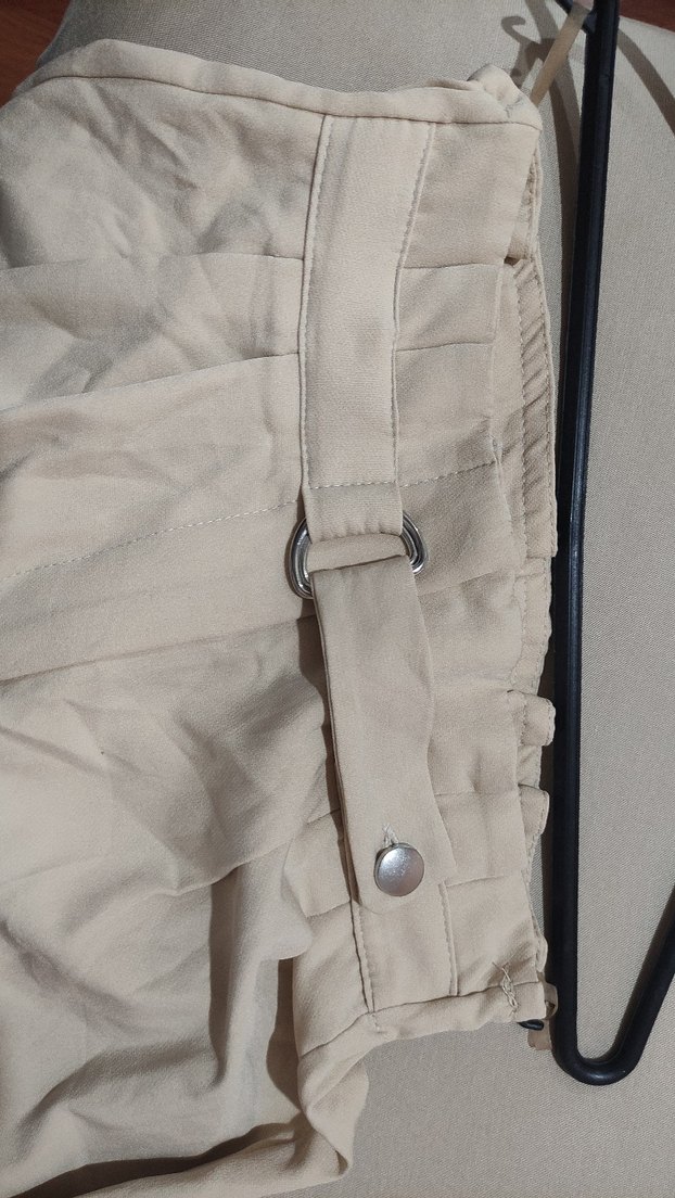 Bej Keten Kadın Kumaş Pantolon - Görsel 4