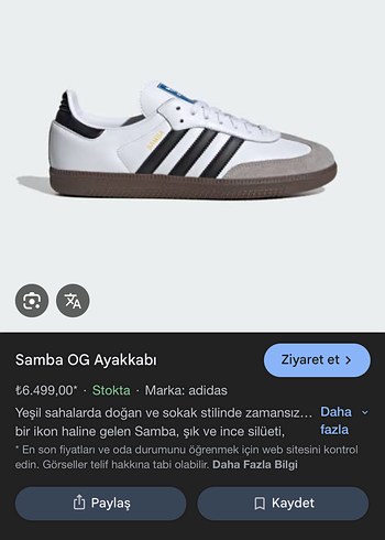 adidas Samba OG Beyaz Spor Ayakkabı