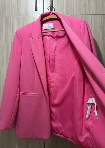 Pembe Düğmeli Kadın Blazer Ceket - Görsel 4