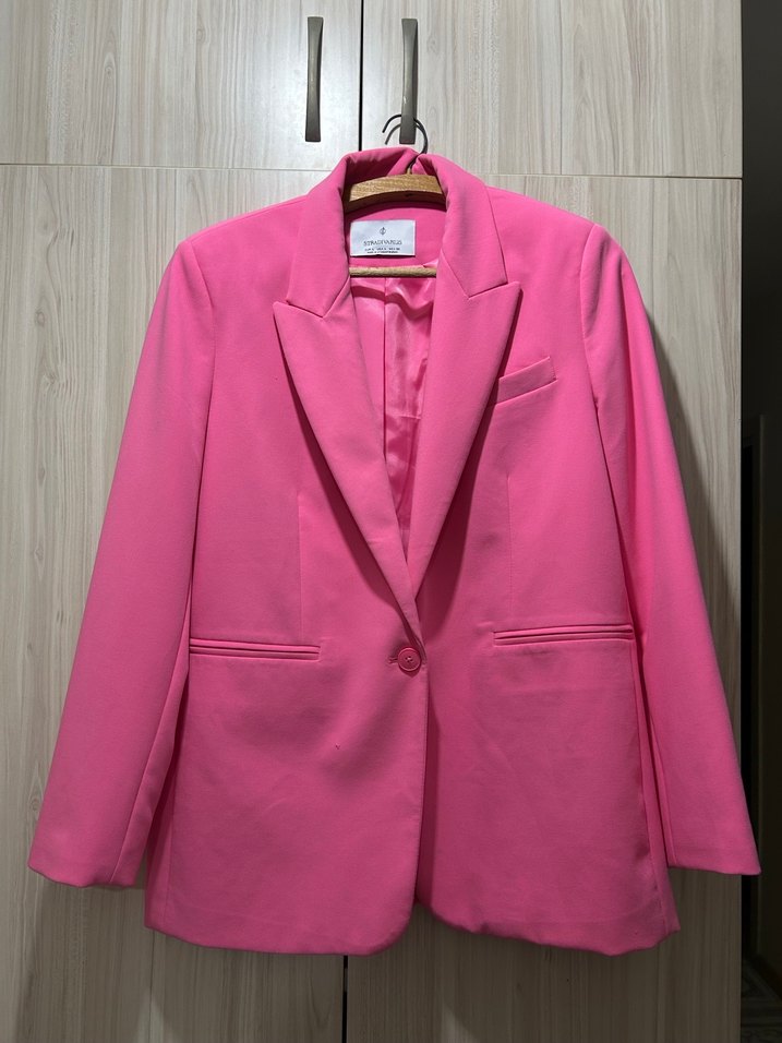 Pembe Düğmeli Kadın Blazer Ceket - Görsel 2