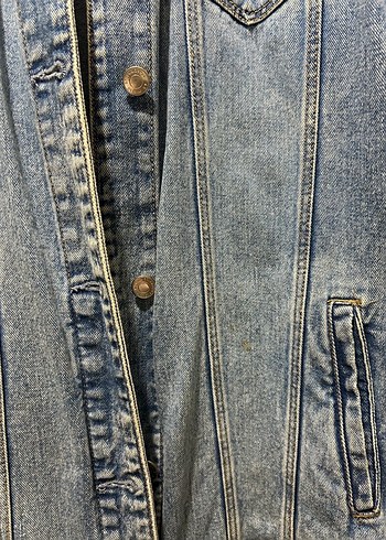 Düğmeli Geniş Kesim Midi Kot Ceket - Görsel 2