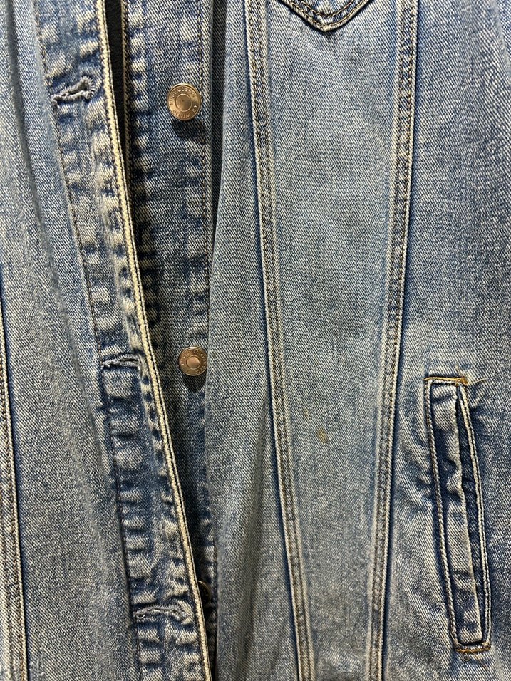 Düğmeli Geniş Kesim Midi Kot Ceket - Görsel 2